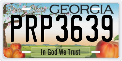 GA license plate PRP3639