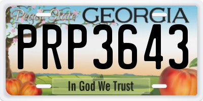 GA license plate PRP3643