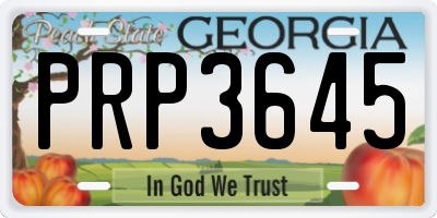 GA license plate PRP3645