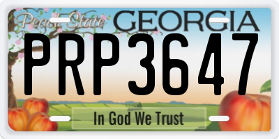 GA license plate PRP3647