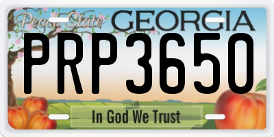 GA license plate PRP3650