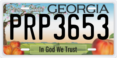 GA license plate PRP3653