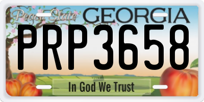 GA license plate PRP3658