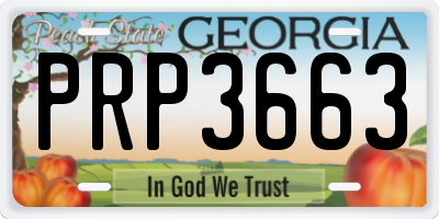 GA license plate PRP3663