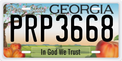 GA license plate PRP3668