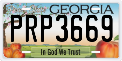 GA license plate PRP3669