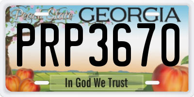 GA license plate PRP3670