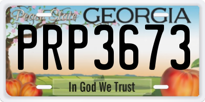 GA license plate PRP3673