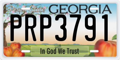 GA license plate PRP3791