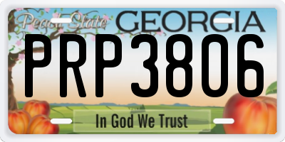 GA license plate PRP3806