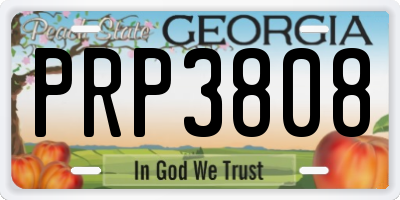 GA license plate PRP3808