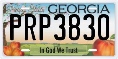 GA license plate PRP3830