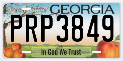 GA license plate PRP3849