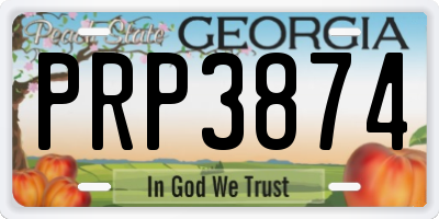 GA license plate PRP3874