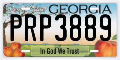 GA license plate PRP3889