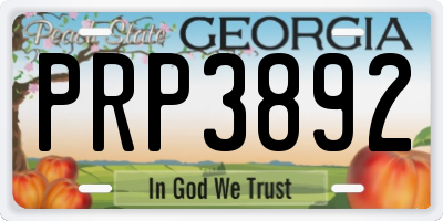 GA license plate PRP3892