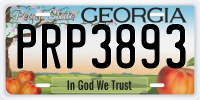 GA license plate PRP3893