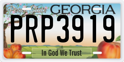 GA license plate PRP3919
