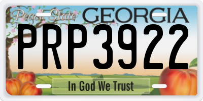 GA license plate PRP3922