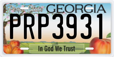 GA license plate PRP3931