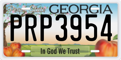 GA license plate PRP3954