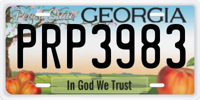 GA license plate PRP3983