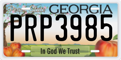 GA license plate PRP3985