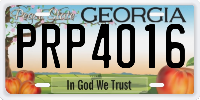 GA license plate PRP4016
