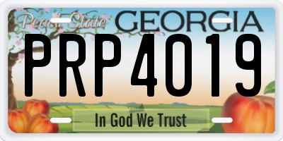 GA license plate PRP4019