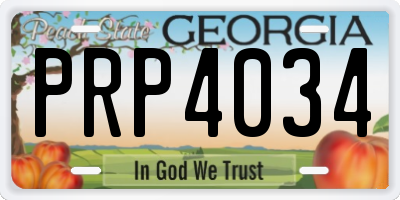 GA license plate PRP4034