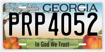 GA license plate PRP4052