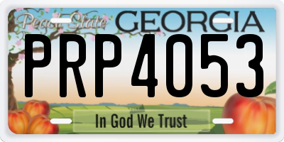 GA license plate PRP4053