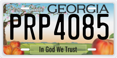 GA license plate PRP4085