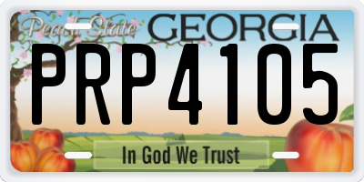 GA license plate PRP4105