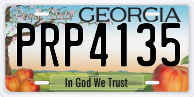 GA license plate PRP4135