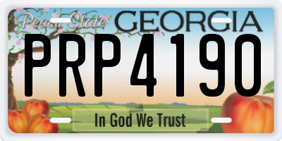 GA license plate PRP4190