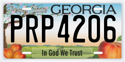 GA license plate PRP4206