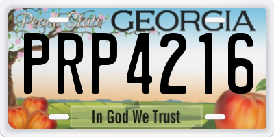 GA license plate PRP4216