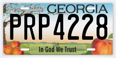 GA license plate PRP4228
