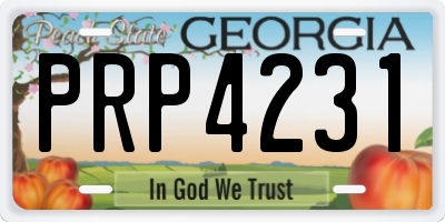 GA license plate PRP4231