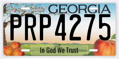 GA license plate PRP4275