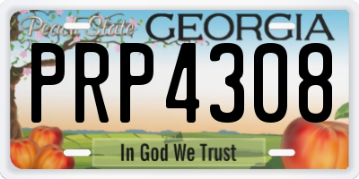 GA license plate PRP4308