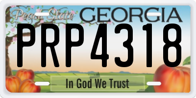 GA license plate PRP4318