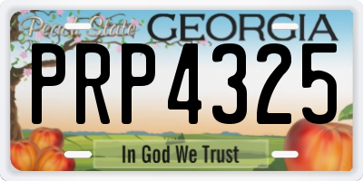 GA license plate PRP4325