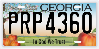 GA license plate PRP4360