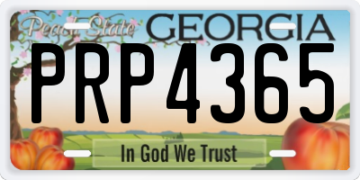 GA license plate PRP4365
