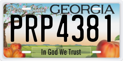 GA license plate PRP4381