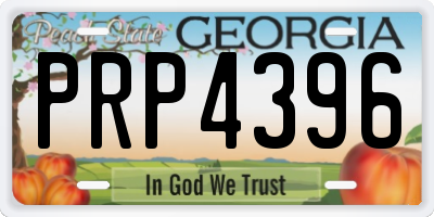 GA license plate PRP4396