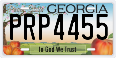GA license plate PRP4455