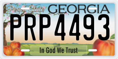 GA license plate PRP4493